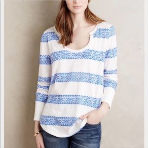 Anthropologie Striped Blue and White Blouse